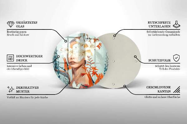 Steklena podloga za rezanje Ženska v rožah