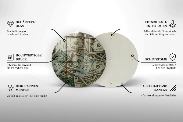 Steklena podloga za rezanje Denar dolarjev