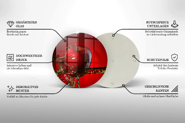 Steklena podloga za rezanje Jabolčno sadje v vodi