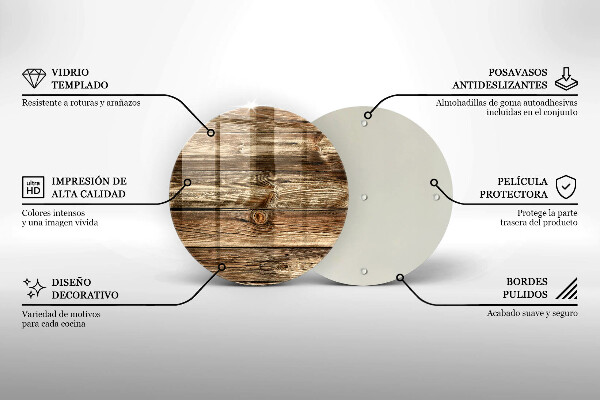 Steklena podloga za rezanje Tekstura lesene deske