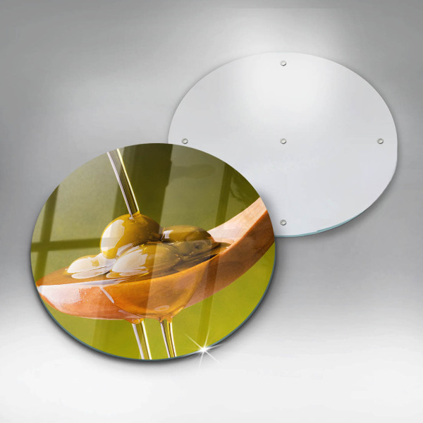 Steklena podloga za rezanje Oljčno olje in olive