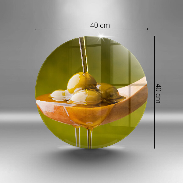 Steklena podloga za rezanje Oljčno olje in olive