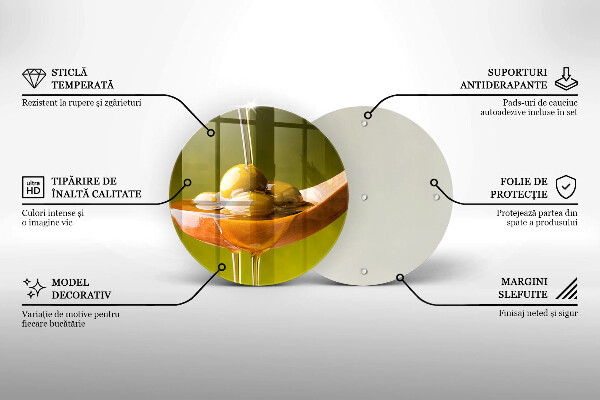 Steklena podloga za rezanje Oljčno olje in olive