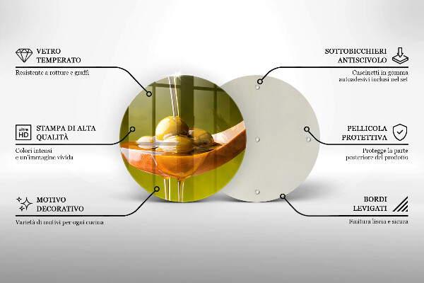 Steklena podloga za rezanje Oljčno olje in olive