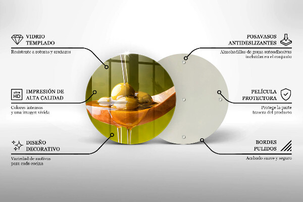Steklena podloga za rezanje Oljčno olje in olive