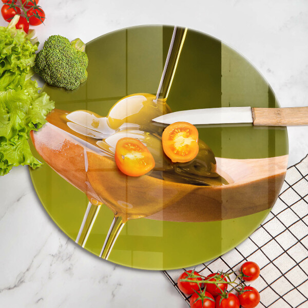 Steklena podloga za rezanje Oljčno olje in olive