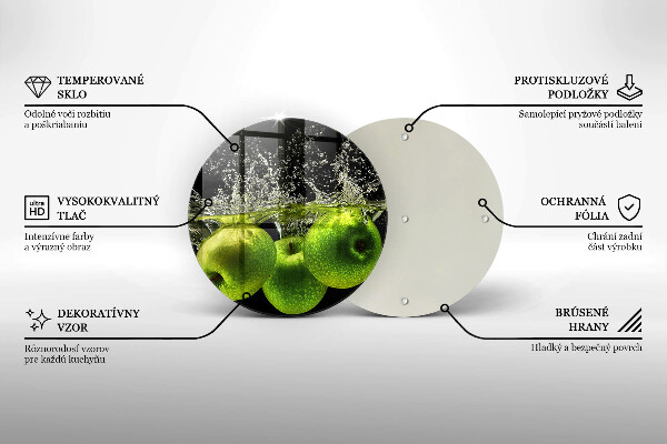 Steklena podloga za rezanje Zelena jabolka in voda