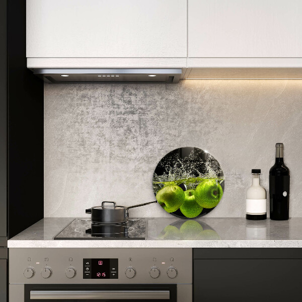 Steklena podloga za rezanje Zelena jabolka in voda