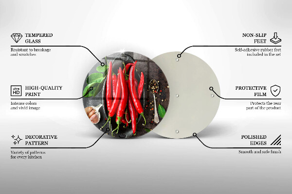 Steklena podloga za rezanje Rdeča čili paprika