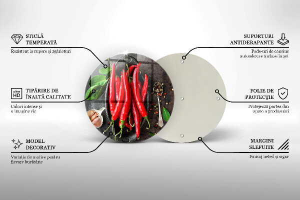 Steklena podloga za rezanje Rdeča čili paprika