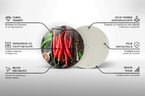 Steklena podloga za rezanje Rdeča čili paprika
