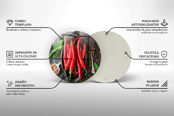 Steklena podloga za rezanje Rdeča čili paprika