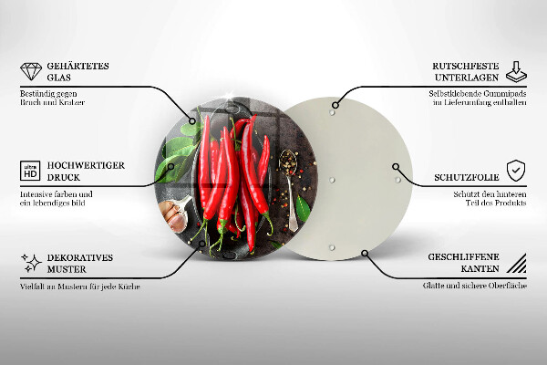 Steklena podloga za rezanje Rdeča čili paprika