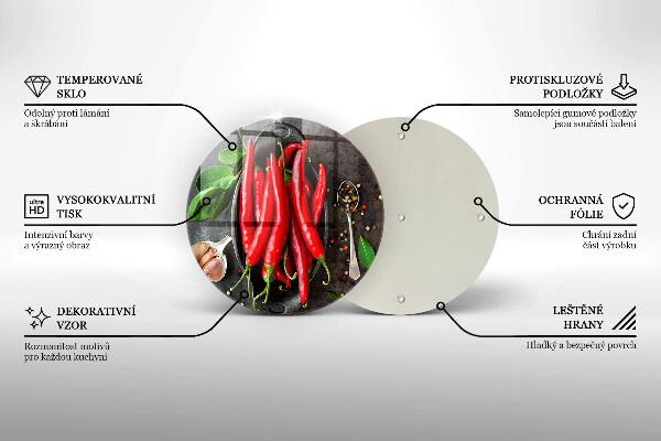 Steklena podloga za rezanje Rdeča čili paprika