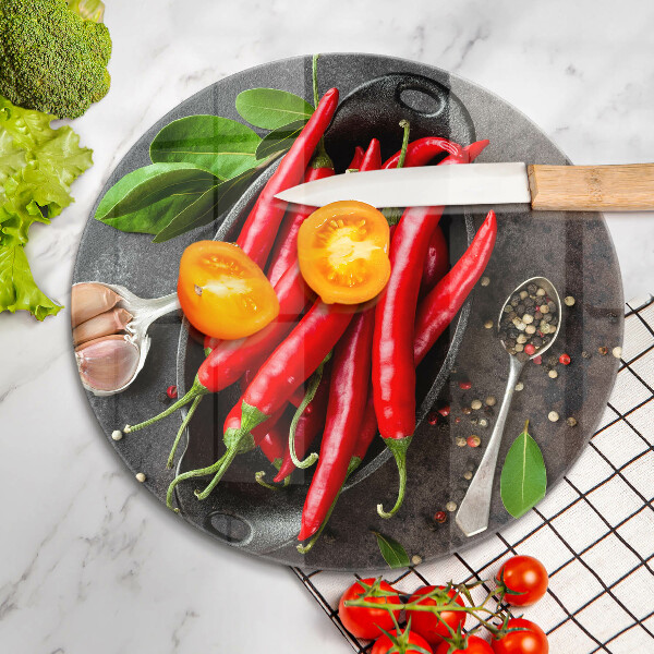 Steklena podloga za rezanje Rdeča čili paprika