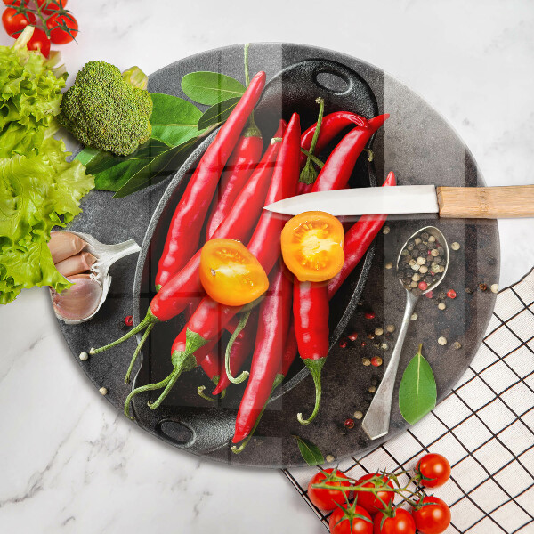 Steklena podloga za rezanje Rdeča čili paprika