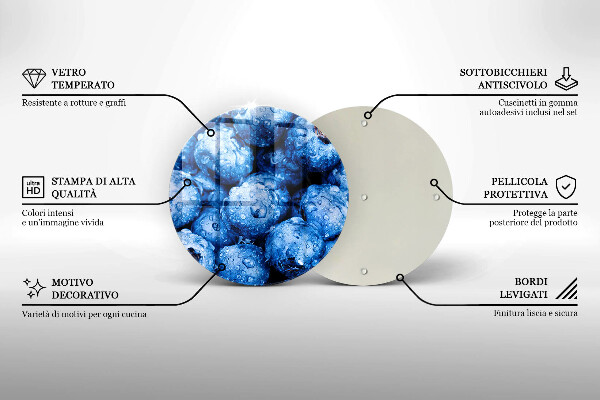 Steklena podloga za rezanje Sočne borovnice