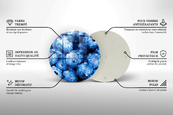 Steklena podloga za rezanje Sočne borovnice