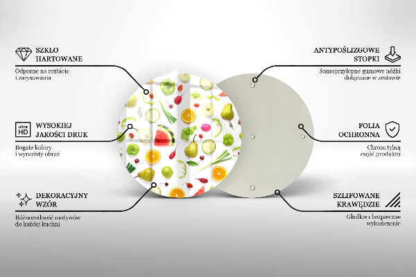 Steklena podloga za rezanje Vzorec sadja in zelenjave