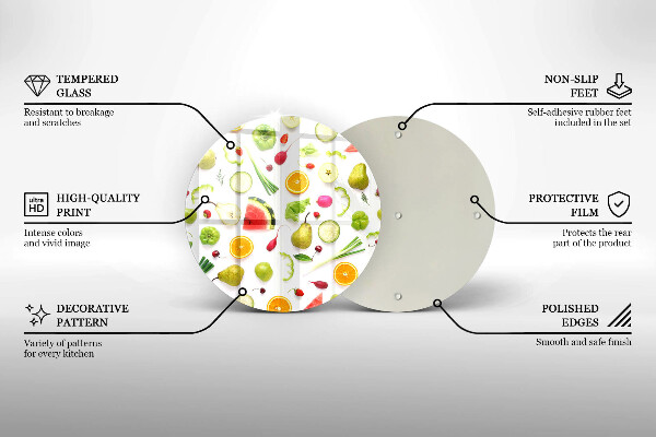Steklena podloga za rezanje Vzorec sadja in zelenjave