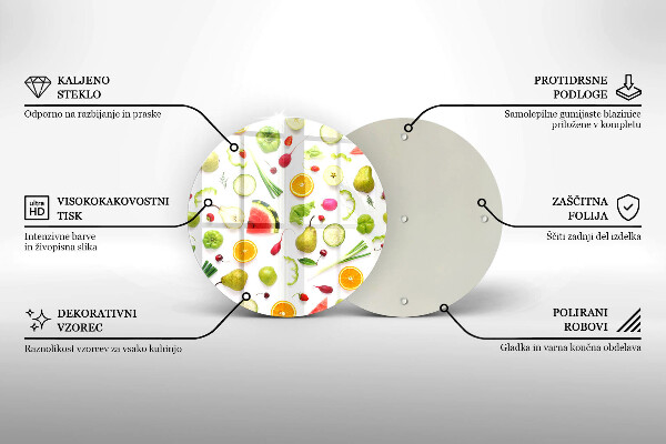 Steklena podloga za rezanje Vzorec sadja in zelenjave