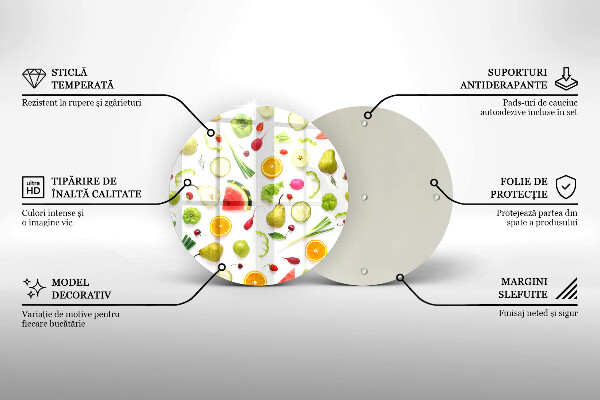 Steklena podloga za rezanje Vzorec sadja in zelenjave