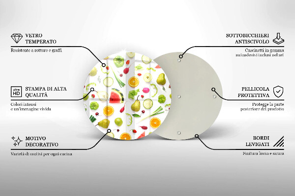 Steklena podloga za rezanje Vzorec sadja in zelenjave