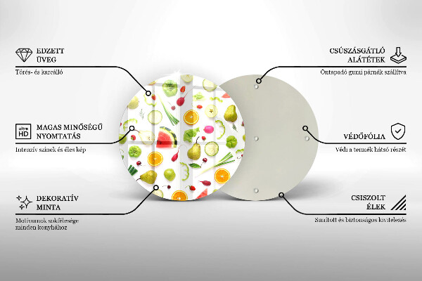 Steklena podloga za rezanje Vzorec sadja in zelenjave