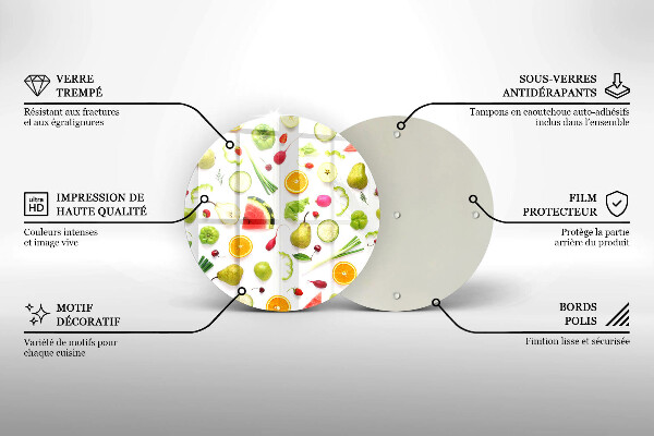Steklena podloga za rezanje Vzorec sadja in zelenjave