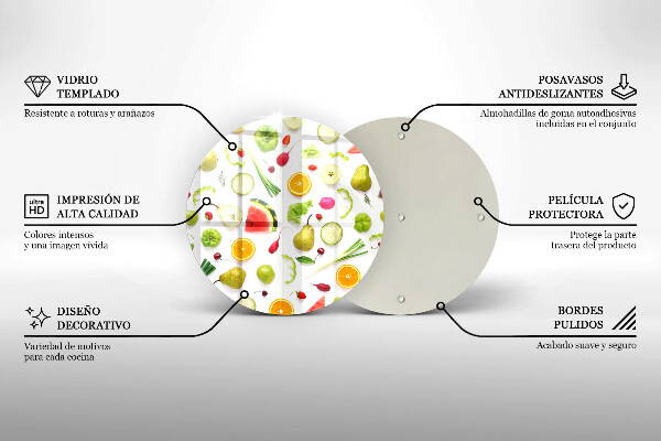 Steklena podloga za rezanje Vzorec sadja in zelenjave