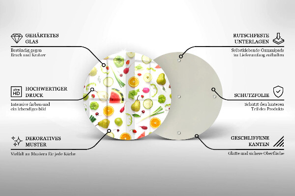 Steklena podloga za rezanje Vzorec sadja in zelenjave