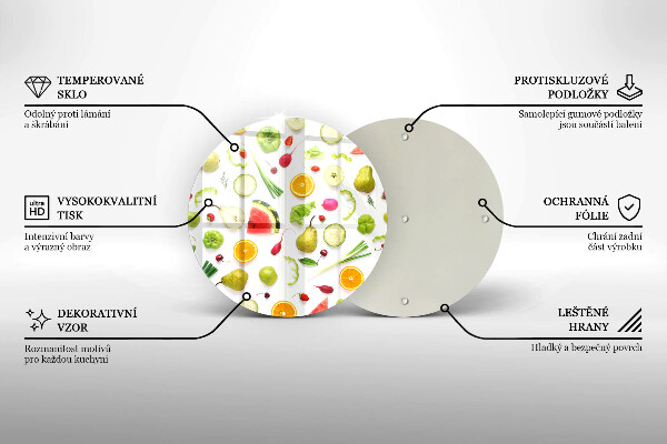 Steklena podloga za rezanje Vzorec sadja in zelenjave