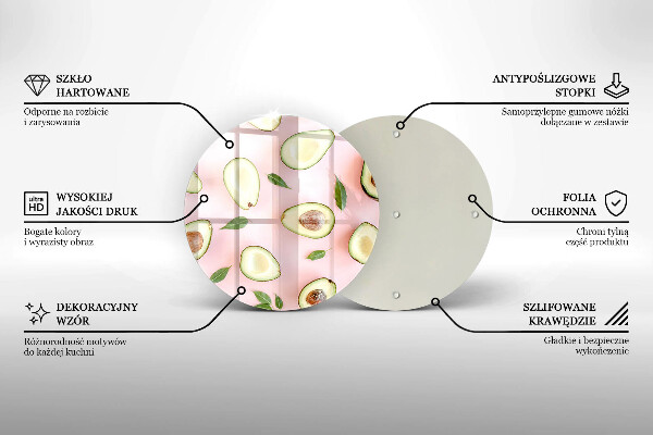 Steklena podloga za rezanje Vzorec avokada