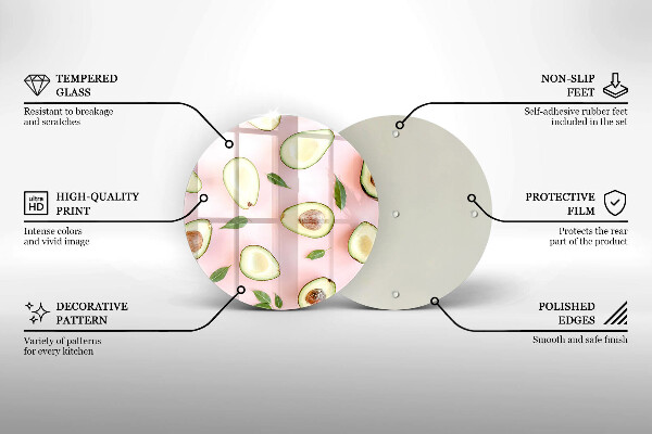 Steklena podloga za rezanje Vzorec avokada