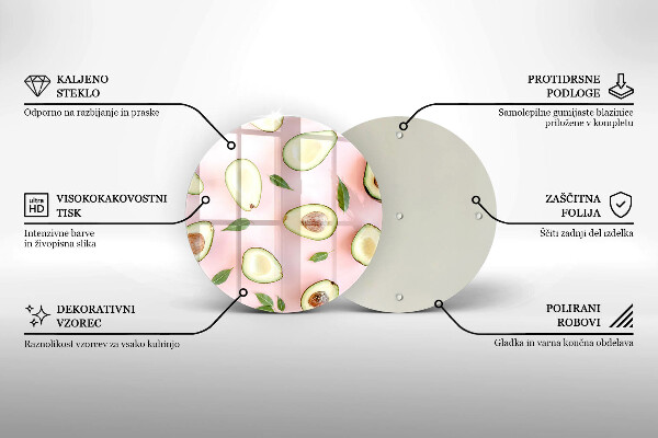 Steklena podloga za rezanje Vzorec avokada