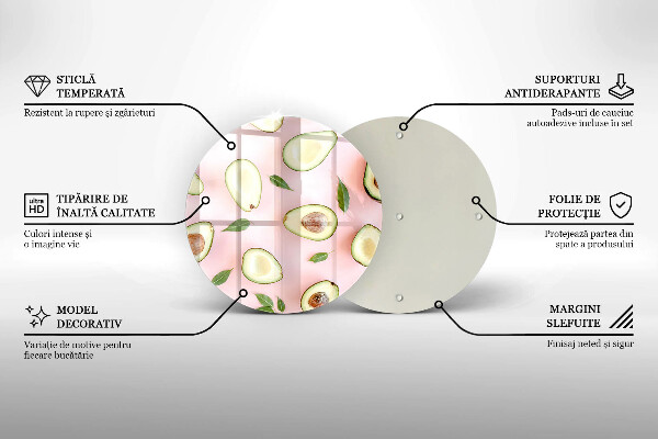 Steklena podloga za rezanje Vzorec avokada