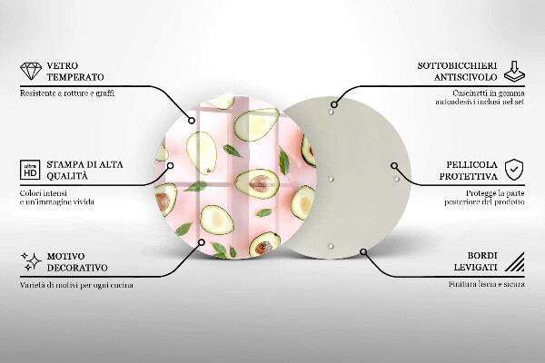 Steklena podloga za rezanje Vzorec avokada