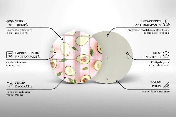 Steklena podloga za rezanje Vzorec avokada
