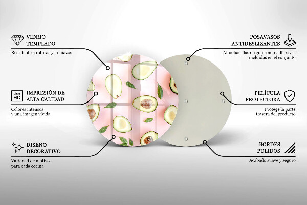 Steklena podloga za rezanje Vzorec avokada