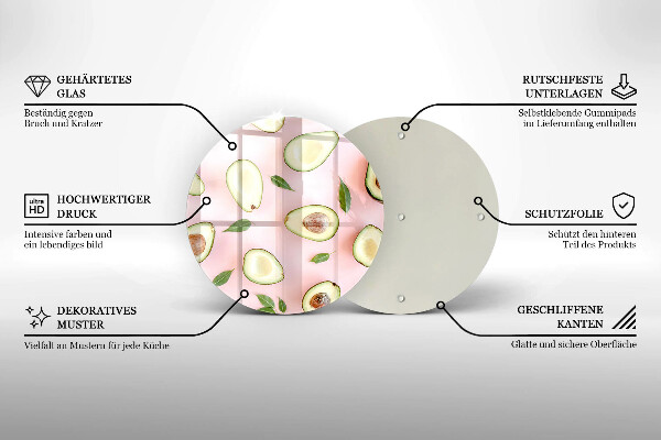 Steklena podloga za rezanje Vzorec avokada