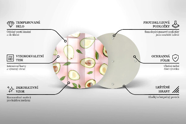 Steklena podloga za rezanje Vzorec avokada