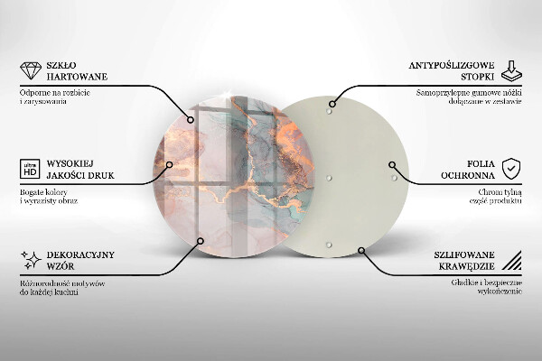 Steklena podloga za rezanje Marmor z zlatom