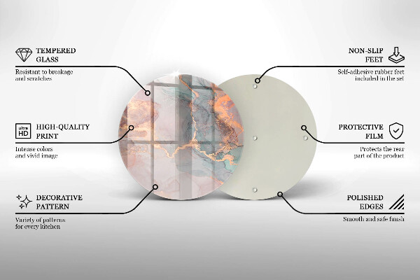 Steklena podloga za rezanje Marmor z zlatom