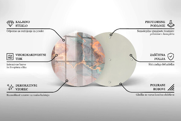 Steklena podloga za rezanje Marmor z zlatom