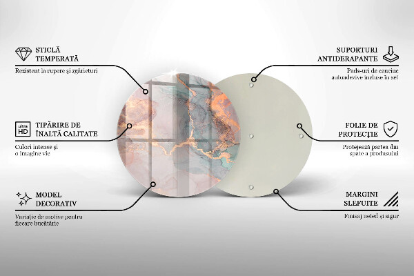 Steklena podloga za rezanje Marmor z zlatom
