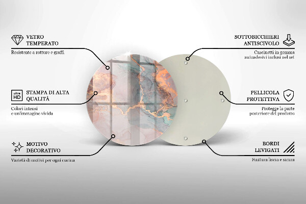 Steklena podloga za rezanje Marmor z zlatom
