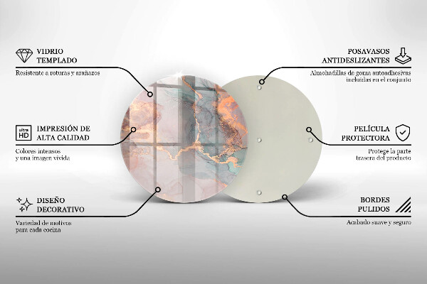 Steklena podloga za rezanje Marmor z zlatom