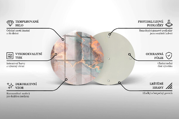 Steklena podloga za rezanje Marmor z zlatom