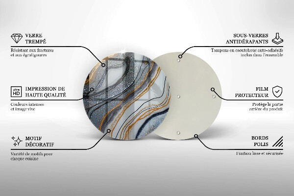 Steklena podloga za rezanje kamen z zlatom