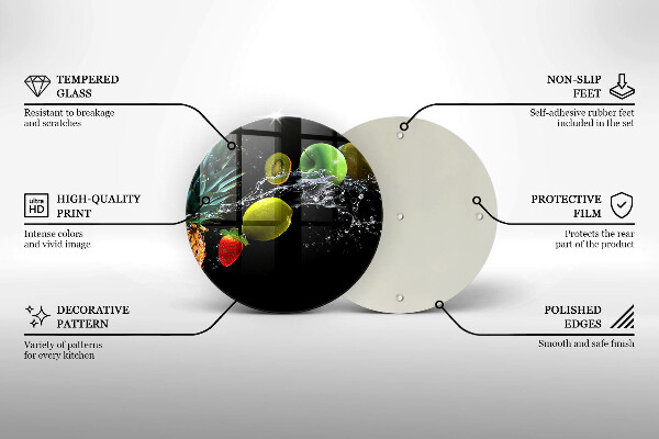 Steklena podloga za rezanje Sadje v vodi
